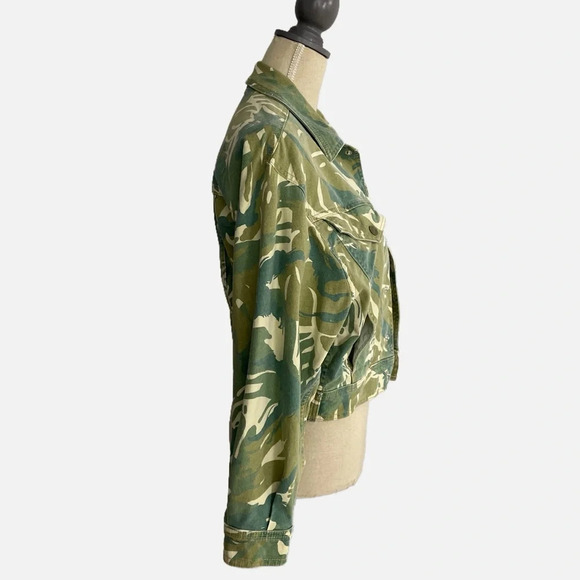 Mother Denim Women’s The Fly Away Jacket Tropical Camo Green Size XS Spring - Picture 4 of 16